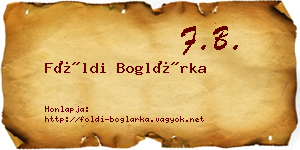 Földi Boglárka névjegykártya
